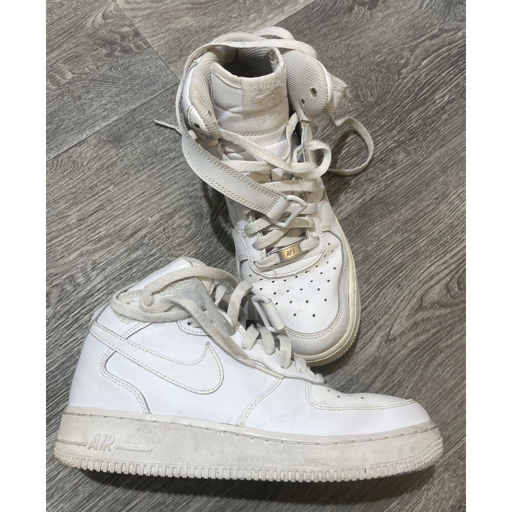 NIKE AIR FORCE 1 RETRO HIGH TOPS BOYS YOUTH WHITE LEATHER 314195-113  SIZE 6.5
